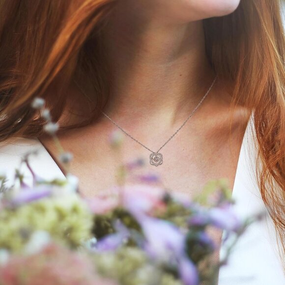 Sterling Silver Interlocking Hearts Necklace Gift for Godmother Godeaughter - Picture 3 of 7